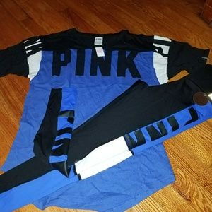 New vs pink legging shirt set